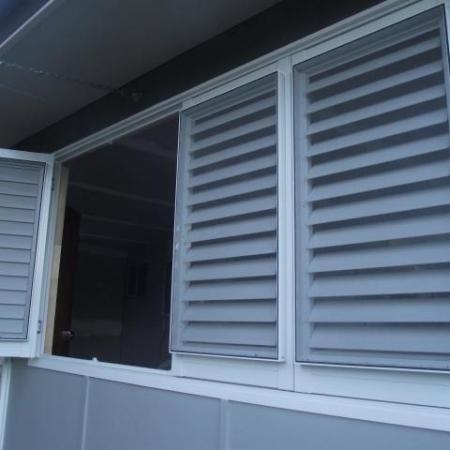 Aluminium Shutters with Flyscreen provide ultimate privacy and keeps the bugs out. Aluminium Shutters allow you to control the light and air flow into your home but the added flyscreen allows you to open your shutters with the intial privacy the shutters supply. 