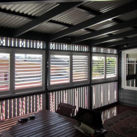 Aluminium External Verandah Shutters hinged in L frame allows you to keep the world out and keep the warmth or cool air in. Adding External Shutters to your verandah grants you the ability to take advantage of your space; your shutters, your way!