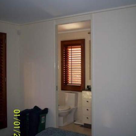 Lisa also used the same concept in the bathroom. Western Red Cedar shutters are versitile enough to use even in the bathroom! Sliding Bi-fold Western Red Cedar shutters are designed so you have control of the light and air flow in your home; perfect for brightening up the room and letting in as much air as you need. 