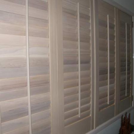 Lyn and Harry's shutters are a great example of the Western Red Cedar shutters being made to compliment the decor; they have used a treatment called 