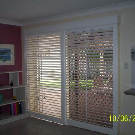 Even though painting shutters is labour intensive in these examples of client painted shutters are complimentary to the decor.