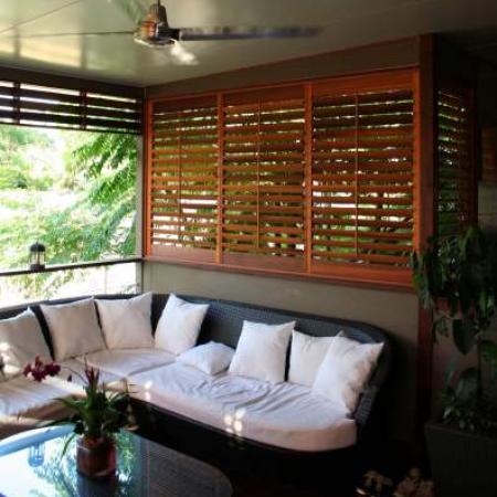 Tony has created a valuable addition to the home by incorporating an outdoor entertaining area. These plantation shutters provided an excellent backdrop.Tony has good taste and to complement his good taste has used ShutterKits Plantation Shutters extensively to enhance his living space.