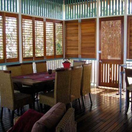 Western Red Cedar Verandah Shutters are the solution to keeping the world out and keeping your privacy in. Alison and her family have created an extra living space by enclosing the verandah on their beautiful old Queenslander with out spoiling the authenticity of the home.